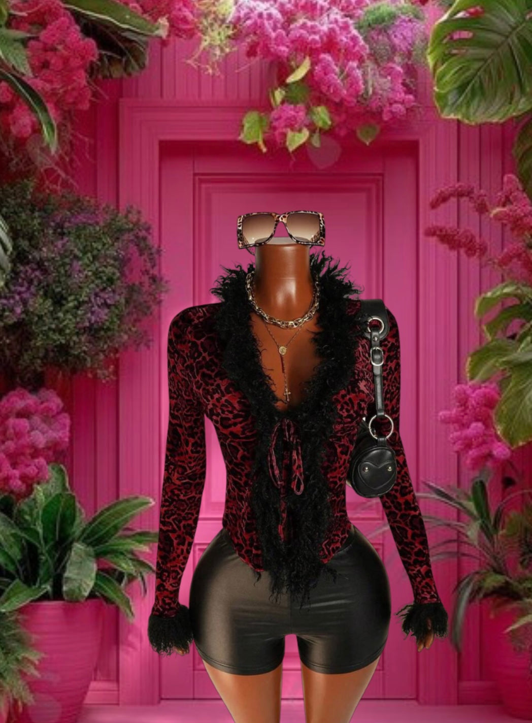 Leopard Fur Top (Red)