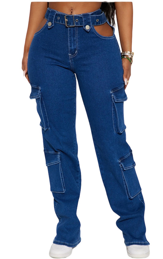 Cut Out Denim Jeans