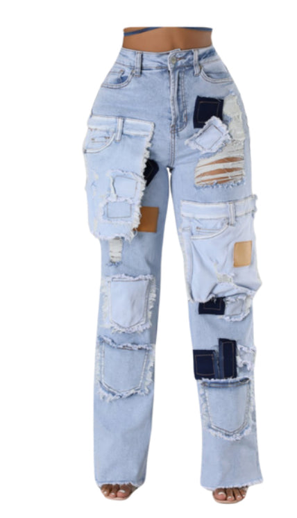 Patch Work Denim Jeans