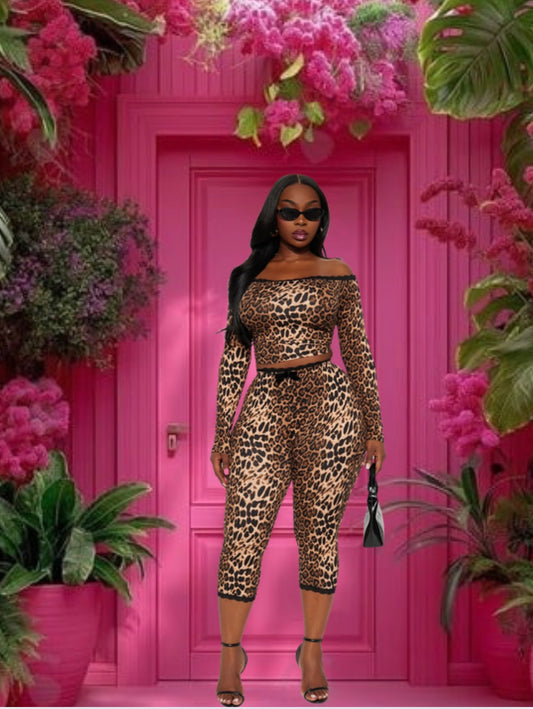 Leopard Capri Set