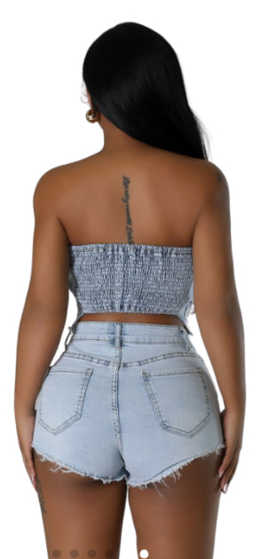 2pc Denim Short Set